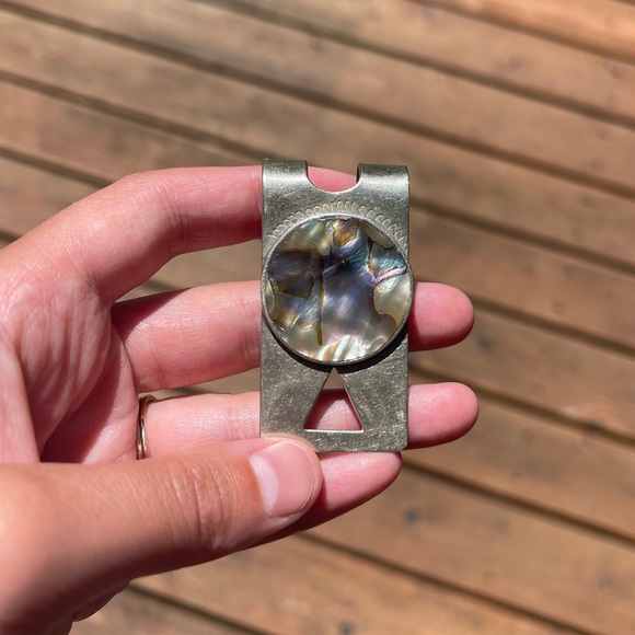 Sterling silver Abalone money clip Mexico vintage - Picture 3 of 12